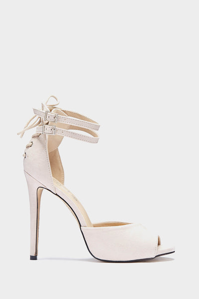 Rose Pink Lace Up Back Sandal