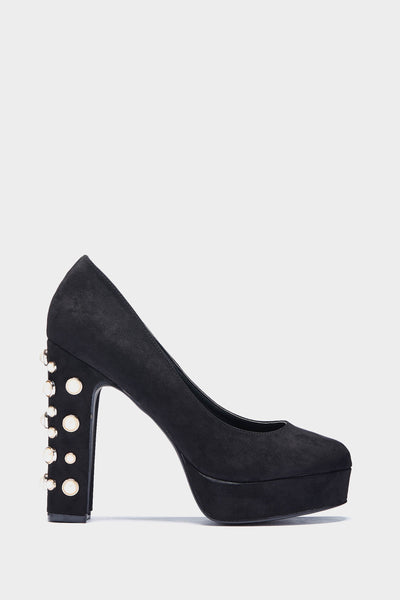 Black Pearl Heel Platform Shoes
