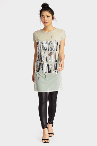 Sage Printed Roll Sleeve T-Shirt