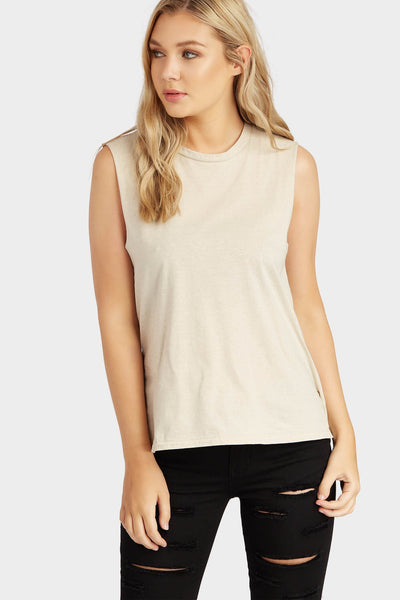 Oatmeal Oversized Sleeveless Tee