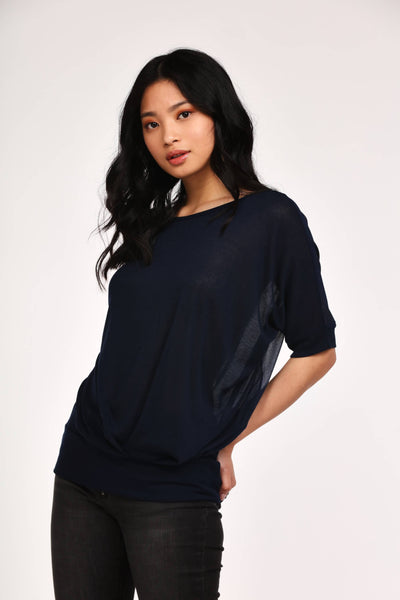 Navy Cross Back Top