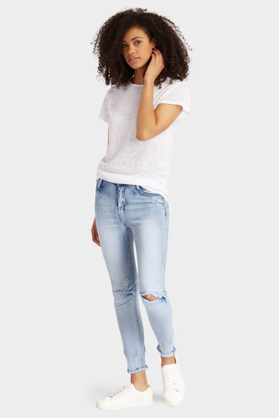 Light Blue Denim Faded Ripped Frayed Jeans