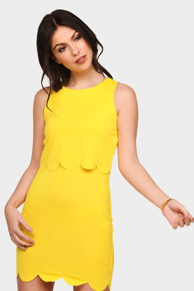 Melon Scallop Hem Mini Dress