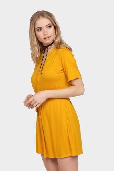 Ocre Tie Waist Wrap Mini Dress