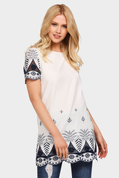 White Embroidered Mini Dress