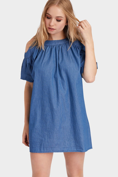 Denim Blue Cold Shoulder Dress