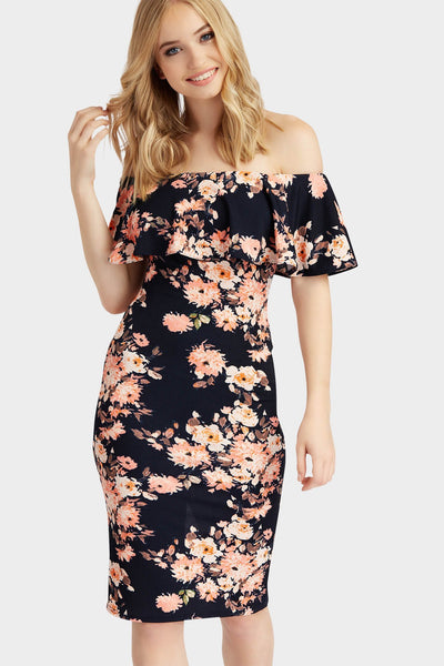 Multi Off Shoulder Frill Dress