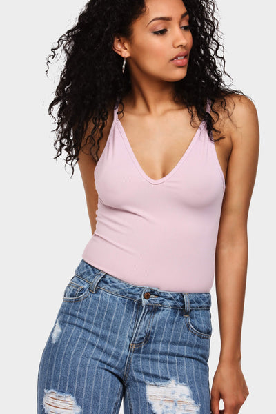 Lilac Triangle Plunge Bodysuit