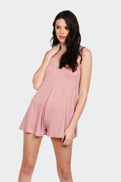 Dusky Pink Strappy Playsuit