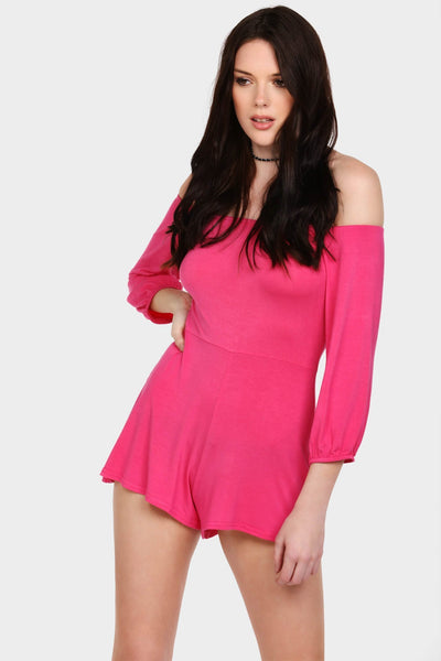 Hot Pink Off Shoulder Playsuit