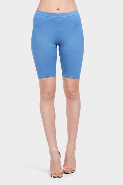 Wedgewood Blue Basic Capri Fitted Shorts