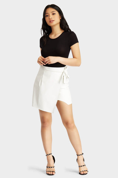 Cream Pu Wrap Over Skirt