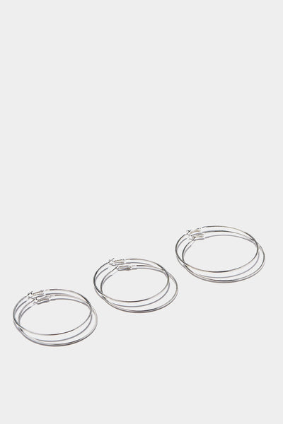 Silver Three Pairs Of Hoop Earrings