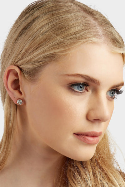 Silver/White Pearl Stud And Hoop Earring Set