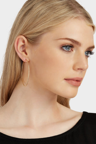 Gold Diamond Cut Hoop And Stud Earring Set