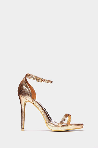 Rose Gold High Heel Strappy Sandals