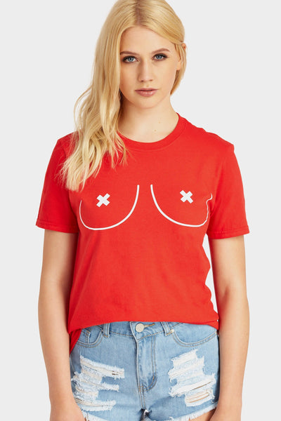 Red Boob Print T-Shirt