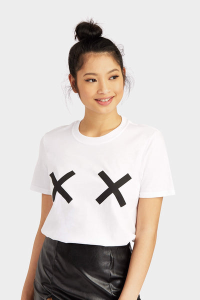 White Cross Print T-Shirt