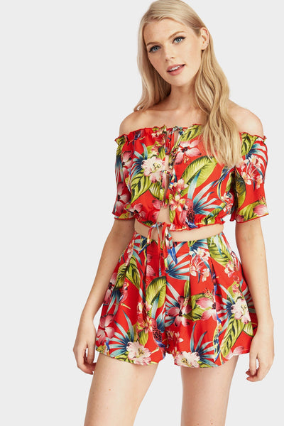 Red Tropical Print Co-Ord