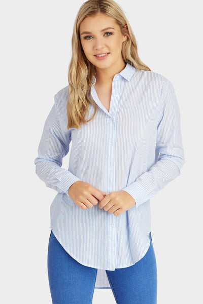 Light Blue Oversized Striped Shirt