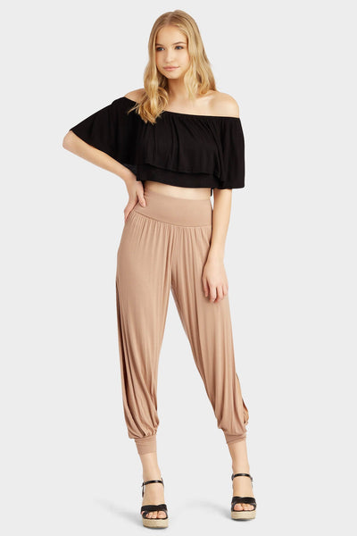 Sand Split Leg Hareem Trousers