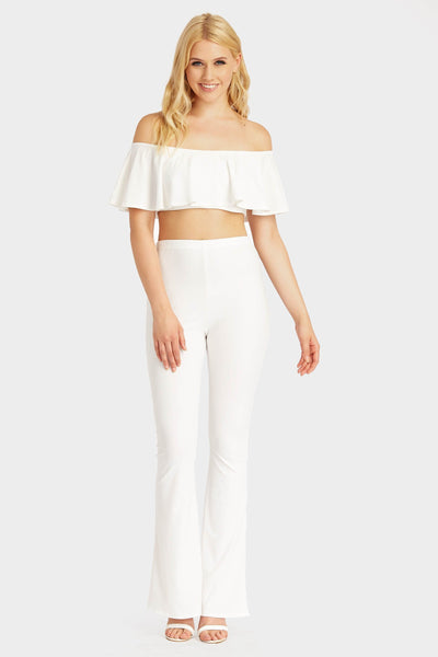 Cream Fit Flare Trousers