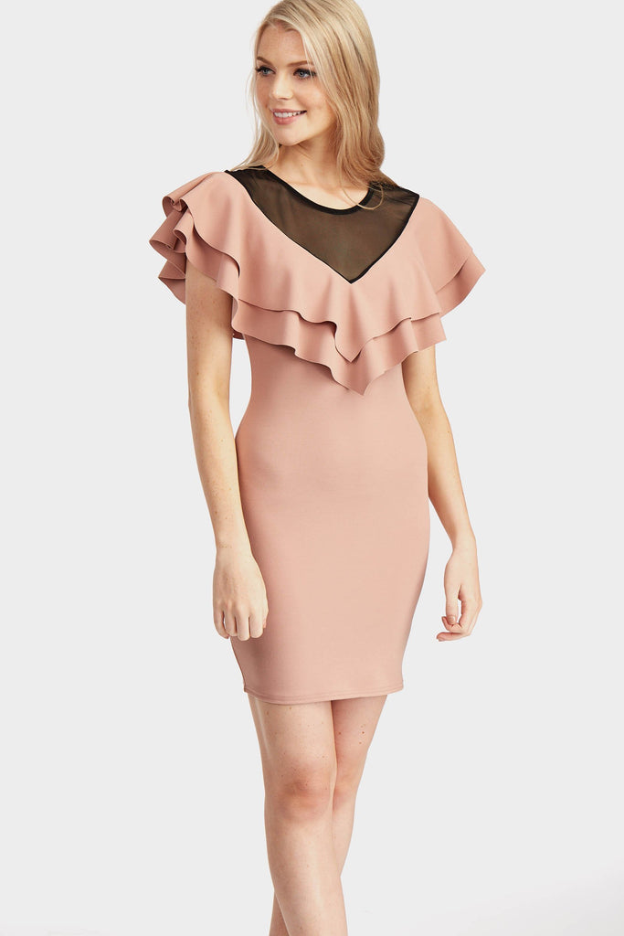Rose Mesh With Frill Dress
