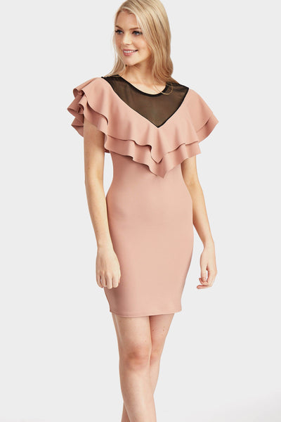 Rose Mesh With Frill Dress