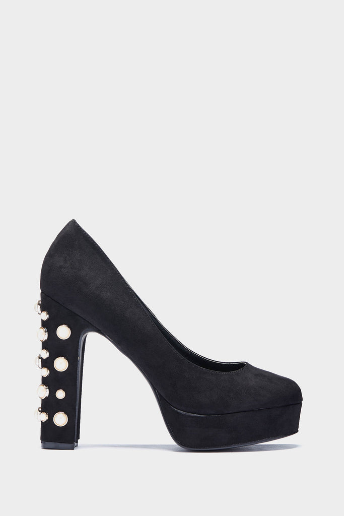 Black Pearl Heel Platform Shoes
