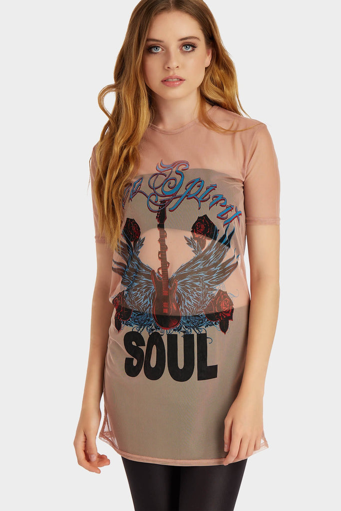 Rose Soul Print Mesh Tee