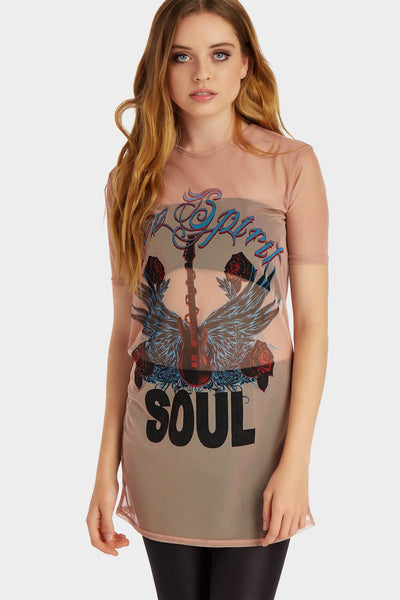 Rose Soul Print Mesh Tee