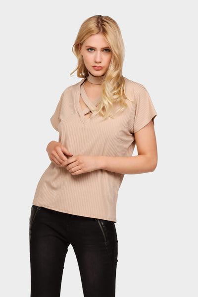 Stone Cross Neck Choker Top