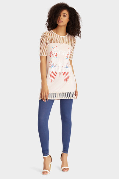 Nude American Printed Fishnet T-Shirt