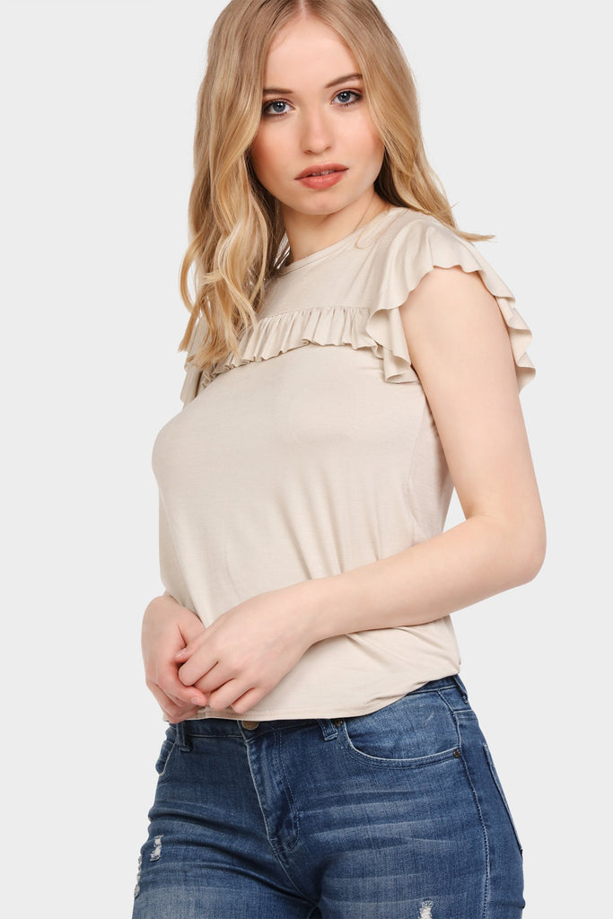 Shell Frilly Keyhole T Shirt