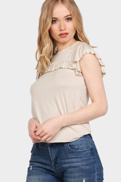 Shell Frilly Keyhole T Shirt