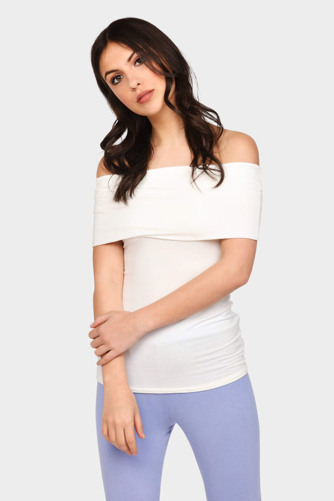 Cream Basic Jersey Bardot Top