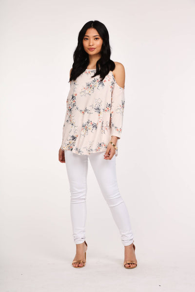 Multi Cold Shoulder Floral Print Top