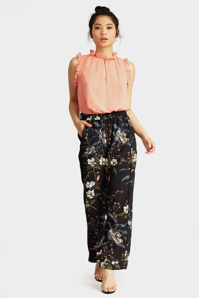 Rose Ruffle High Neck Top