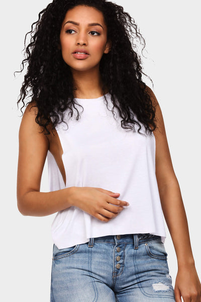 White Drop Arm Basic Vest Top