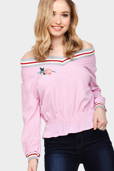 Pink Varsity Stripe Gypsy Top