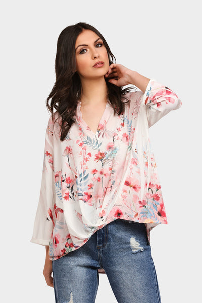 Multi Floral Printed Loose Fit Blouse