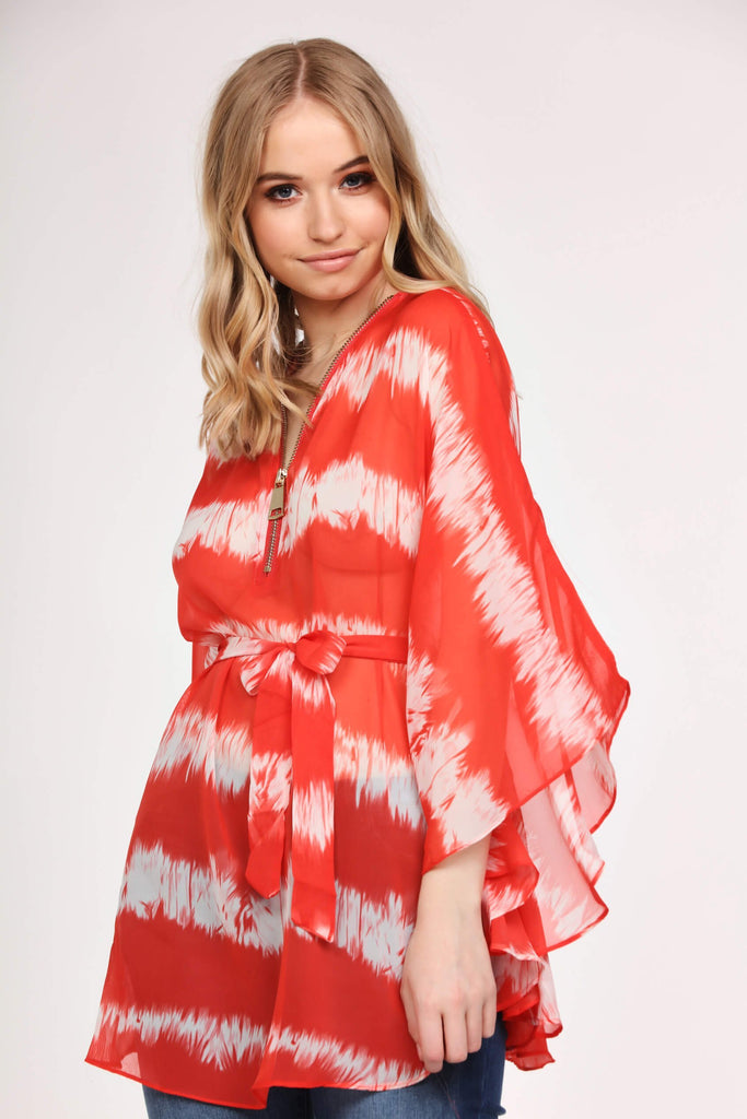 Rose Tie Dye Zip Kaftan
