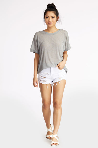 Grey Cross Back Burnout Top