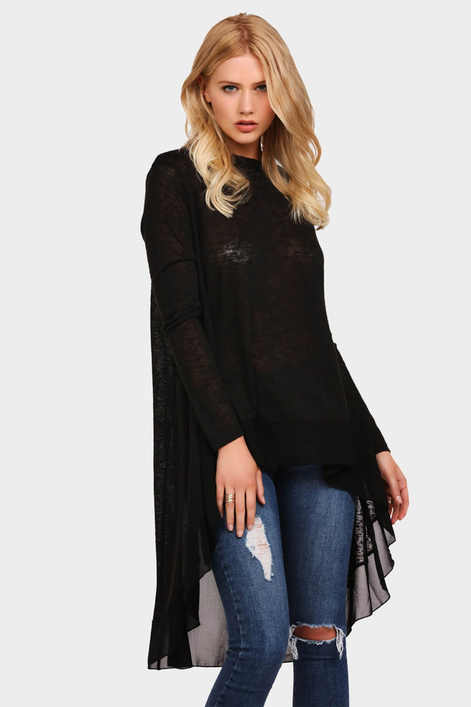 Black Chiffon Split Top