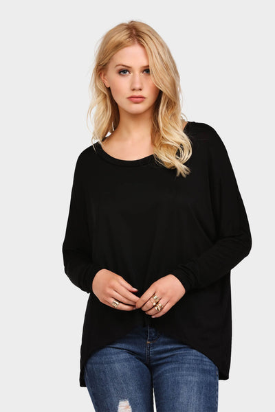 Black Crew Neck Loose Fit Top