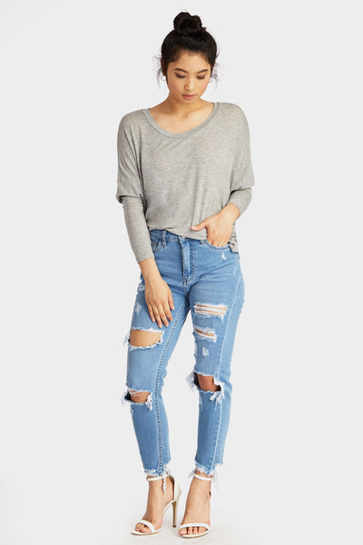 Greymarl Scoop Neck Batwing Top