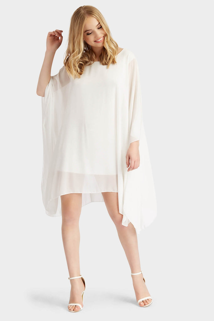 Cream Oversized Slash Neck Tunic