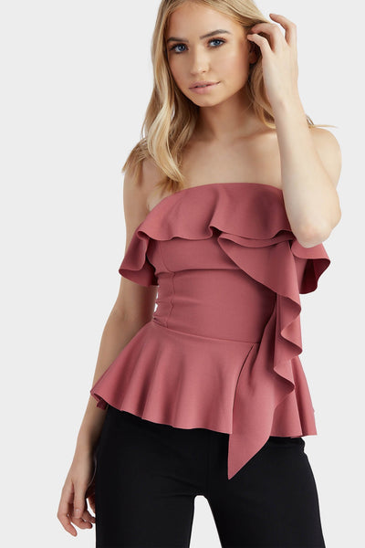 Rose Off The Shoulder Ruffle Top