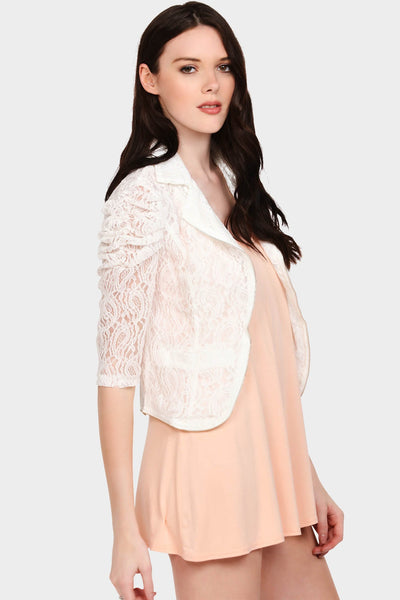 Cream Lace Biker Jacket