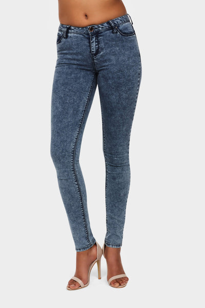 Denim Blue Dark Acid Wash Skinny Jeans